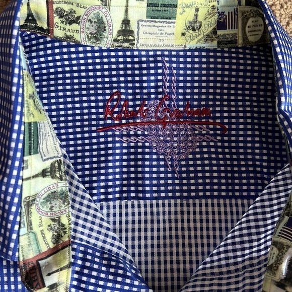 Robert Graham Blue White Check Paris French Button Down Shirt - Picture 3 of 9